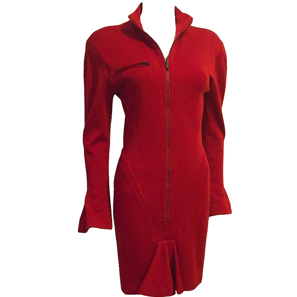 Claude Montana Vintage Red Wool Dress, size 6